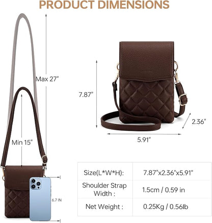 RFID Small Crossbody Purses for Women Quilted Cell Phone Purse with RFID Blocking Credit Card Slots