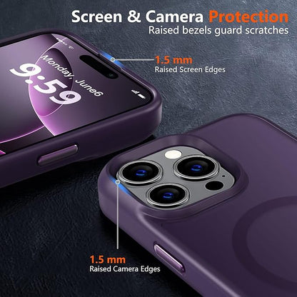 MOCCA Strong Magnetic for iPhone 16 Pro Max Phone Case, [Compatible with Magsafe][16FT Mil-Grade Drop Protection] Slim Translucent Matte Protective Cover Case for iPhone 16 Pro Max Case, Deep Purple