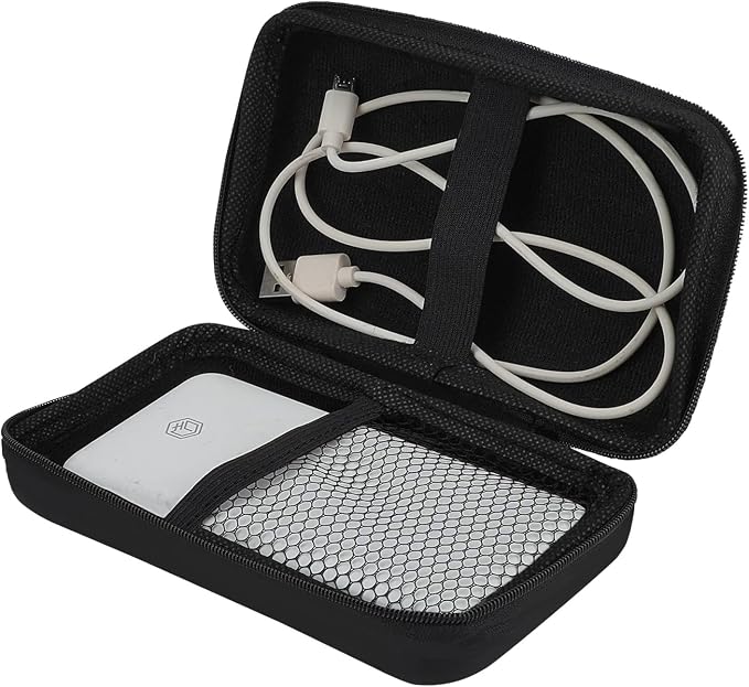 Zoyiancy Portable Cable Carrying Case, Dustproof Power Bank Protector | Sturdy Shockproof Waterproof EVA Shell, Mesh Pocket, Elastic Strap, Compact Portable Size, Fits Power Banks, Earbuds, Cables