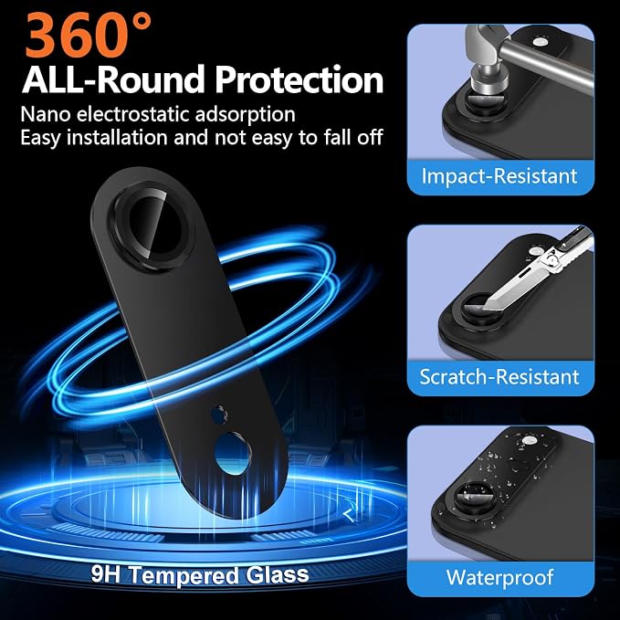 for iPhone 17 Air Camera Lens Protector, [Military Grade Shatterproof] [Strong Adsorption] [Case Friendly] Full Coverage Metal Aluminum Alloy 9H Tempered Glass Camera Screen Cover, Black