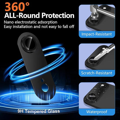 for iPhone 17 Air Camera Lens Protector, [Military Grade Shatterproof] [Strong Adsorption] [Case Friendly] Full Coverage Metal Aluminum Alloy 9H Tempered Glass Camera Screen Cover, Black