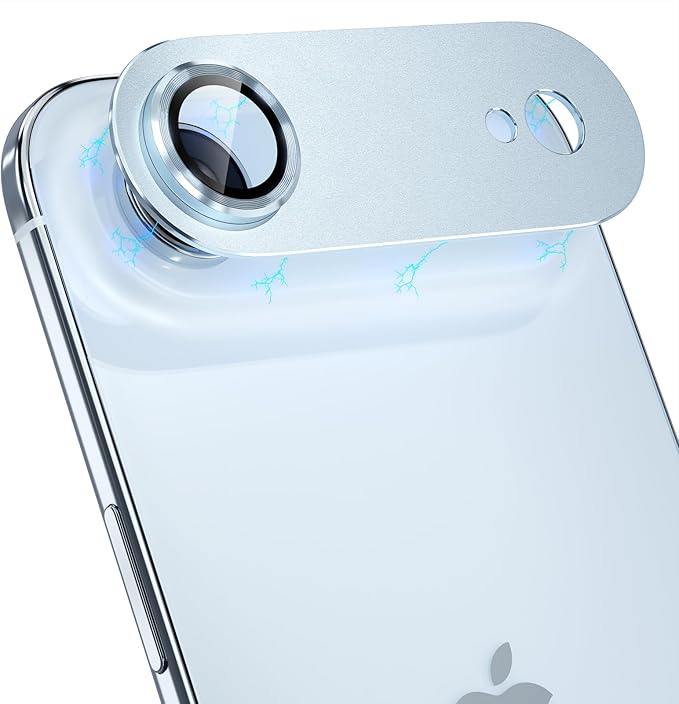 Choiche Compatible for iPhone 17 Air Camera Lens Protector, Strong Adsorption Camera Cover with 9H Tempered Glass Lens Screen Protector Metal Ring Decoration Accessories 6.5-inch (Sky blue)