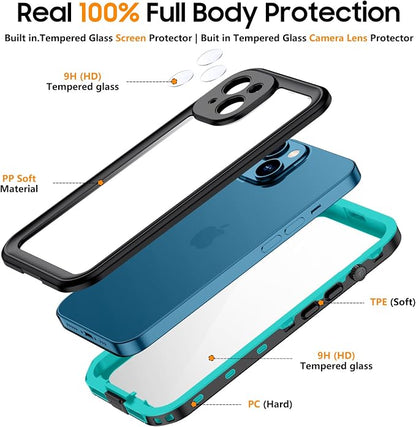 Temdan for iPhone 13 Case Waterproof [Built-in Camera Lens & Screen Protector] [Full Body Protection] [IP68 Waterproof] Shockproof Phone Case for iPhone 13 6.1" Blue