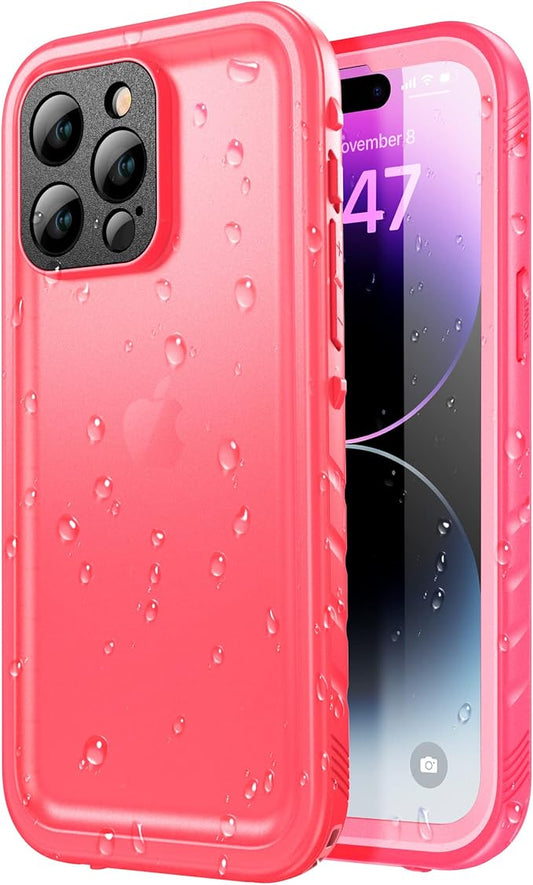 SPORTLINK Design for iPhone 14 Pro Max Waterproof Case - Shockproof Dustproof Phone Case with Screen Protector for iPhone 14 Pro Max, Full Body Protective Case 6.7'' Pink