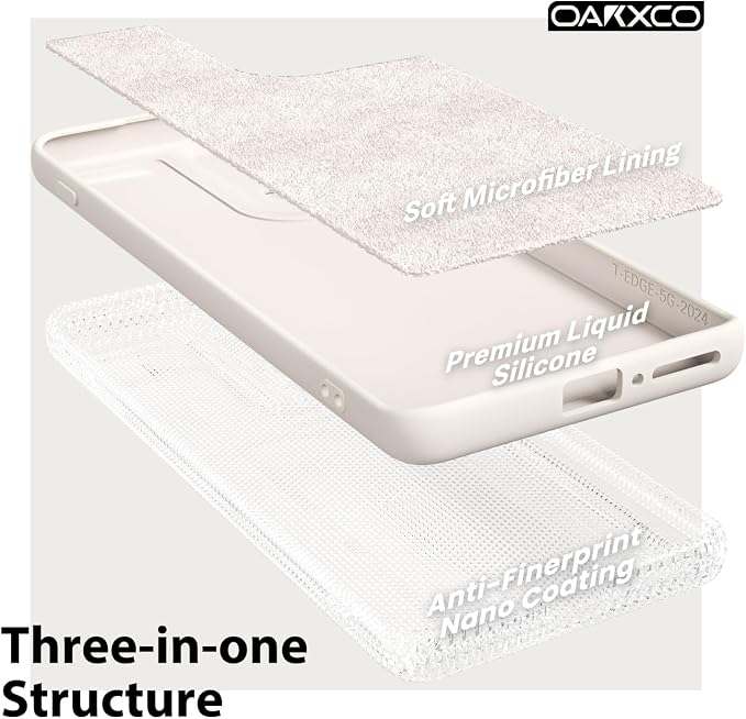 oakxco for Motorola Moto Edge 2024 Phone Case Liquid Silicone, Thin Slim Soft Rubber Gel TPU Plain Protective Simple Cover for Women Girl Cute, Matte Solid Color Aesthetic, Beige Stone Cream