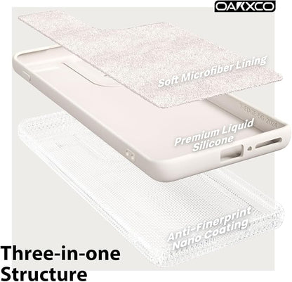 oakxco for Motorola Moto Edge 2024 Phone Case Liquid Silicone, Thin Slim Soft Rubber Gel TPU Plain Protective Simple Cover for Women Girl Cute, Matte Solid Color Aesthetic, Beige Stone Cream