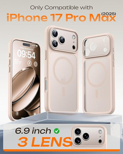 TOCOL for iPhone 17 Pro Max Case, Compatible with Magsafe Charger, Full Camera Protection, Translucent Matte for iPhone 17 Pro Max Phone Case 6.9 inch (Desert)