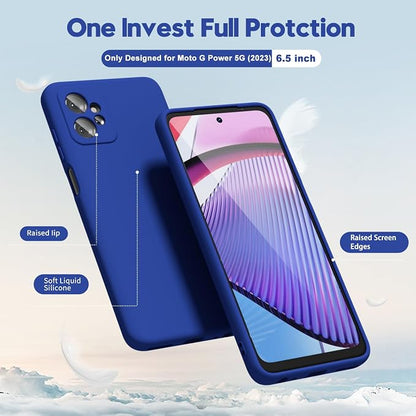 oakxco for Motorola Moto G Power 5G 2023 Phone Case Liquid Silicone, Thin Slim Soft Rubber Gel TPU Plain Simple Cover for Women Girl Cute, Matte Solid Color, Royal Blue
