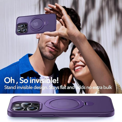 Anqrp 360° All-in-ONE Stand Case for iPhone 15 Pro with Rotatable Magnetic Kickstand Ring Holder, Compatible with MagSafe, MIL-Grade Shockproof iPhone 15 Pro Phone Case Cover 6.1" Purple