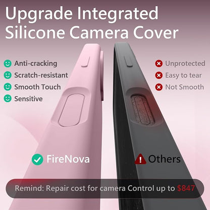 FireNova Magnetic for iPhone 17 Case, Compatible with MagSafe, [Integrated Silicone Camera Control Button] [Camera Protection] Anti-Scratch Microfiber Lining Phone Case, 6.3", Chalk Pink