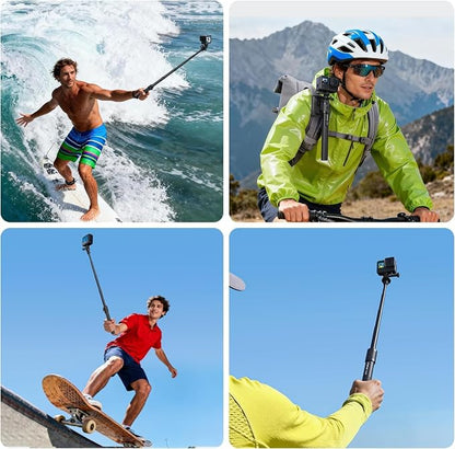 44.88" Invisible Selfie Stick for Insta360 X5/X4/X3/DJI Osmo 360 - ULANZI VL04 ClipMate Extension Pole with Universal 1/4" Mount for Insta360/GoPro/DJI OSMO Pocket 3/Xtra Muse Action Cameras