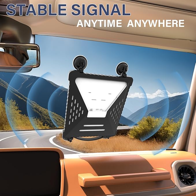 ACOVE Suction Car Cup Mount for Starlink-Mini,2-in-1 Satellite Dish Mounts Protective Silicone Case & Strong Suction Cup Stable Satellite Signal with Hook & Handle for Car Window/RVs/Road Trips,Black