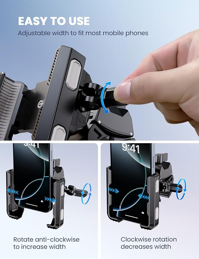 Bike Phone Mount for Electric, Mountain, Scooter, and Dirt Bikes [Camera Friendly] [1s Lock] Universal 360° Bicycle Handlebar Holder for iPhone 15/14/13 Samsung S23/S22 4.5-7" Smartphone (Grey)