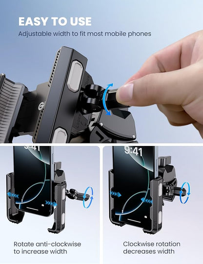 Bike Phone Mount for Electric, Mountain, Scooter, and Dirt Bikes [Camera Friendly] [1s Lock] Universal 360° Bicycle Handlebar Holder for iPhone 15/14/13 Samsung S23/S22 4.5-7" Smartphone (Grey)