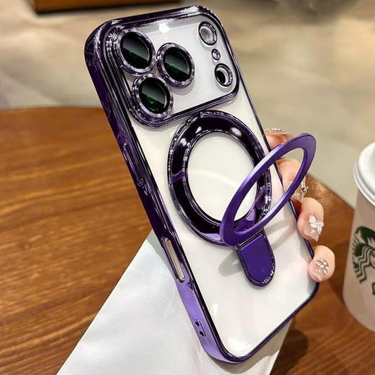 for iPhone 17 Pro Case Magnetic Stand,[Compatible with Magsafe] [Military Protection][Camera Lens Protector] Phone Case Cover for iPhone 17 Pro 6.3" - Purple