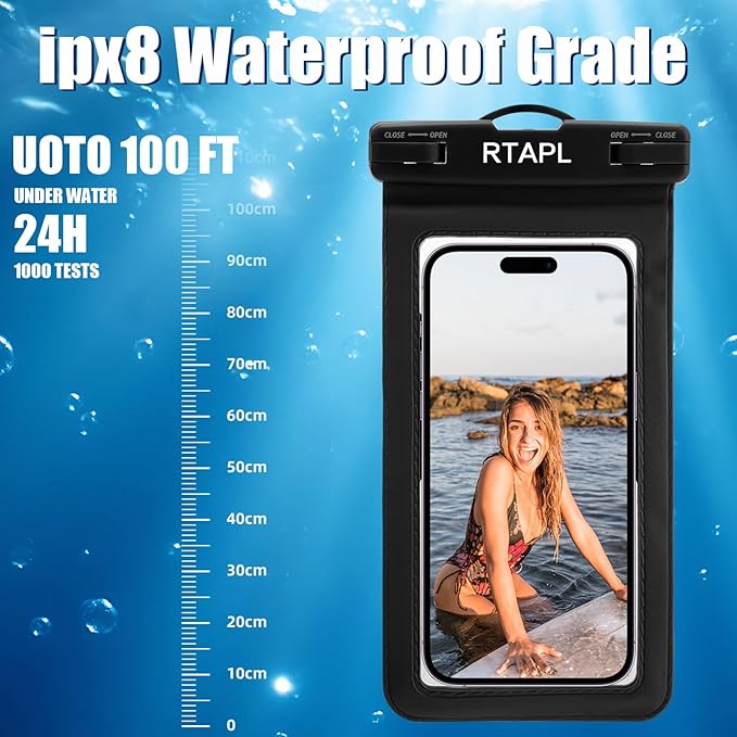 2-in-1 Floating Waterproof Phone Pouch & Detachable Armband, IPX8 Certified Dry Bag with Lanyard, Universal Protector for iPhone 17-11 Pro Max Plus Air & Galaxy S25/S24. Blue