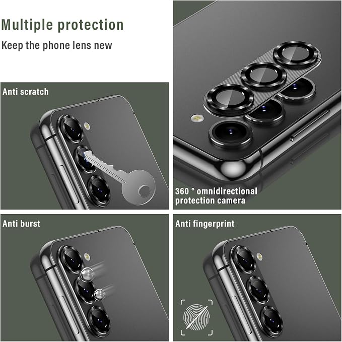 Korecase for Samsung Galaxy S25 Camera Lens Protector Tempered Glass Lens Protector,9H Hardness Aluminum Metal Camera Cover,Strong Stickiness Case Friendly for Galaxy S25,Black