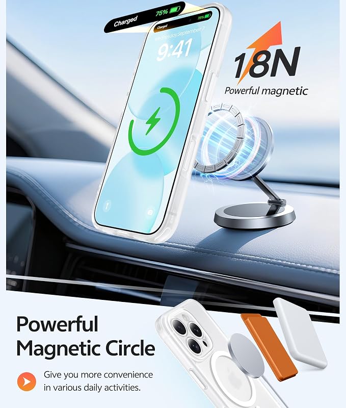 FNTCASE for iPhone 16 Pro Max Case: [Compatible with Magsafe] Translucent Matte Cases with [Full Camera Protection] [Screen Protector] Military Grade Shockproof Protective Phone Cover - White