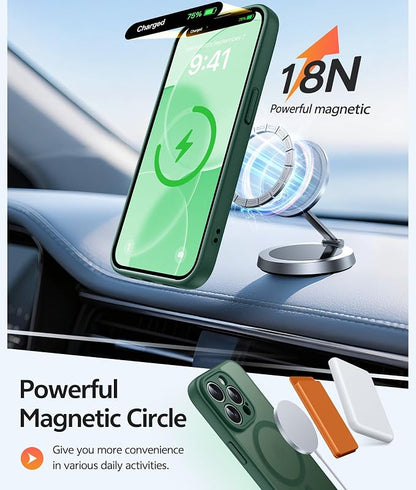 FNTCASE for iPhone 13 Pro Max Case: [Compatible with Magsafe] Translucent Matte Magnetic Phone Cover - Military Grade Drop Protection Shockproof Protective Cases - Green