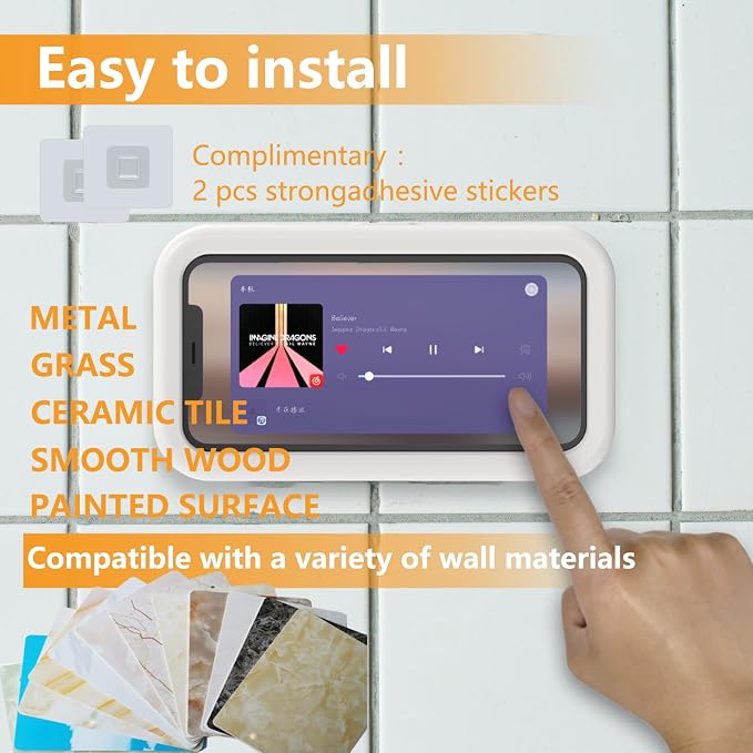 Waterproof Shower Phone Holder,360° Rotation Shower Phone Case, Angle Adjustable, Anti-Fog High Sensitivity,for Bathroom,Batheub, Kitchen Wall,Compatible with 4" - 6.8" Cell Phones