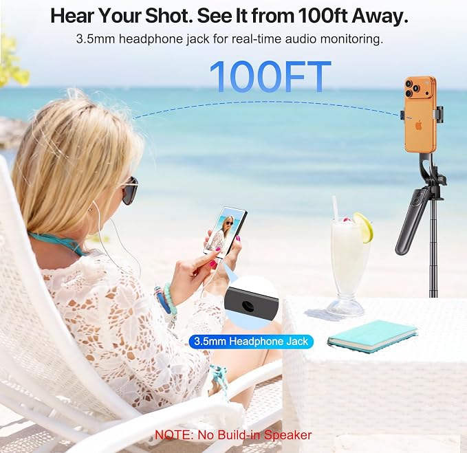 5" Touch Back Camera Monitor iPhone 17, Magnetic Selfie Monitor Screen iPhone, Wireless Screen Mirroring, Back Camera Selfie Monitor with Headphone Jack,2600mAh for Vlog,Snaplylens for iPhone,Android