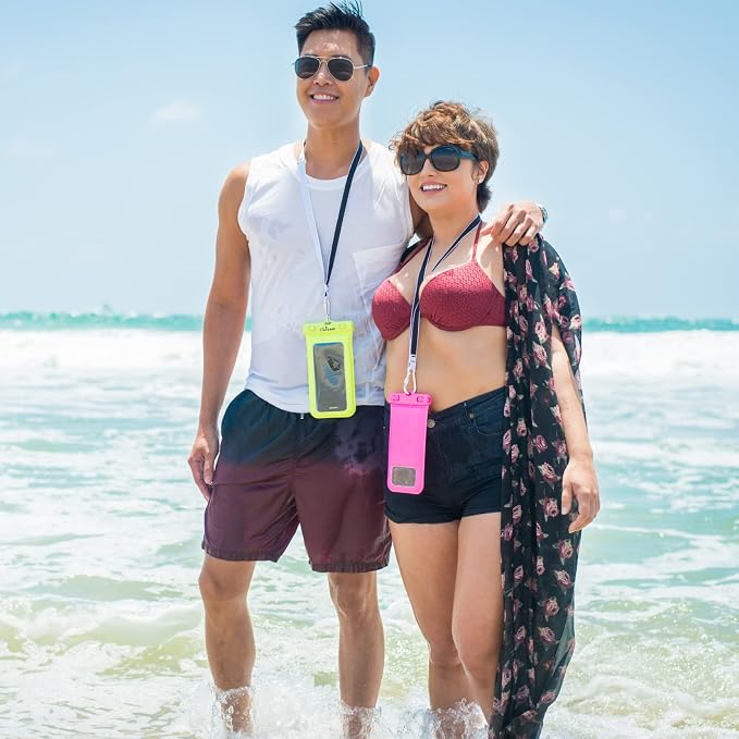 CaliCase Premium Universal Waterproof Phone Pouch - IPX8 Waterproof Phone Case with Lanyard for iPhone and Android - Clear