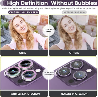 Suoman for iPhone 14 Pro Max Camera Lens Protector / 14 Pro Camera Lens Protector, Camera Cover Tempered Glass for iPhone 14 Pro Max 6.7 inch/for iPhone 14 Pro 6.1 inch [Perfectly Fit]-Bling-Colorful