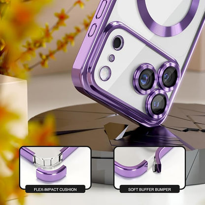 Misea Magnetic for iPhone 17 Pro Case Compatible with MagSafe [Never Yellowing] [Military Grade Drop Protection] Full Camera Lens Protector Plating Soft Clear Phone Case for Women, Lavender Purple