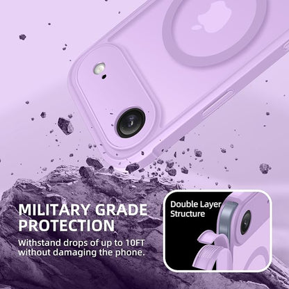 BERFY for iPhone Air Case, Compatible with MagSafe, Built-in Privacy Screen Protector, Camera Protection, Shockproof Full Body Phone Case 6.5", Translucent Purple