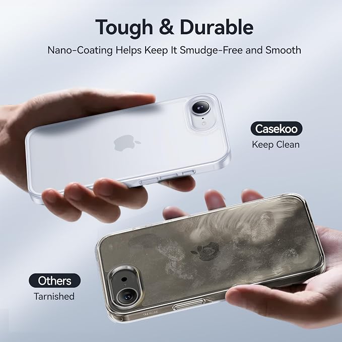 CASEKOO Armor Shockproof for iPhone 17e Case [16FT Military Grade Protection] Matte Protective Phone Case Anti-Fingerprint Thin Slim Hard Cover for iPhone 17e/16e 6.1''- Frosted White