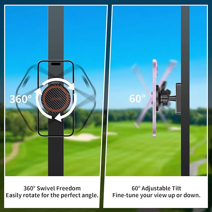 Magnetic Golf Cart Phone Holder Mount, Magnetic Phone Holder for Gym, Compatible with All Phones, Golfing Accessories Essentials Gifts for Men Women（Black）