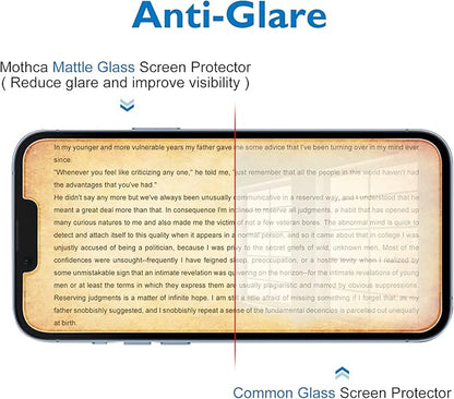 Mothca 2 Pack Matte Glass Screen Protector for iPhone 13 [6.1 inch] with 2 Pack Camera Lens Protector, Anti-Glare & Anti-Fingerprint Tempered Glass Film, Case Friendly Bubble Free Smooth as Silk