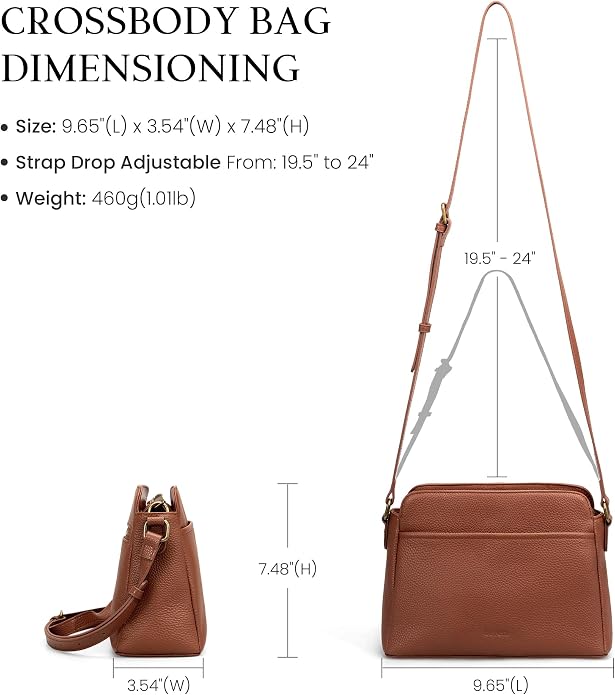 befen Anti-theft Crossbody Bag for Women Genuine Leather, Small Cross Body Shoulder Handbags with RFID Card Slots
