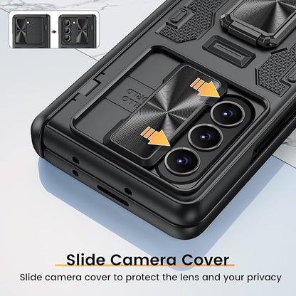 VEGO for Galaxy Z Fold 5 Case with Built-in Privacy Screen Protector,Black | with Slide Camera Cover & 360° Magnetic Kickstand Drop Protection Case for Samsung Galaxy Z Fold 5 5G 2023