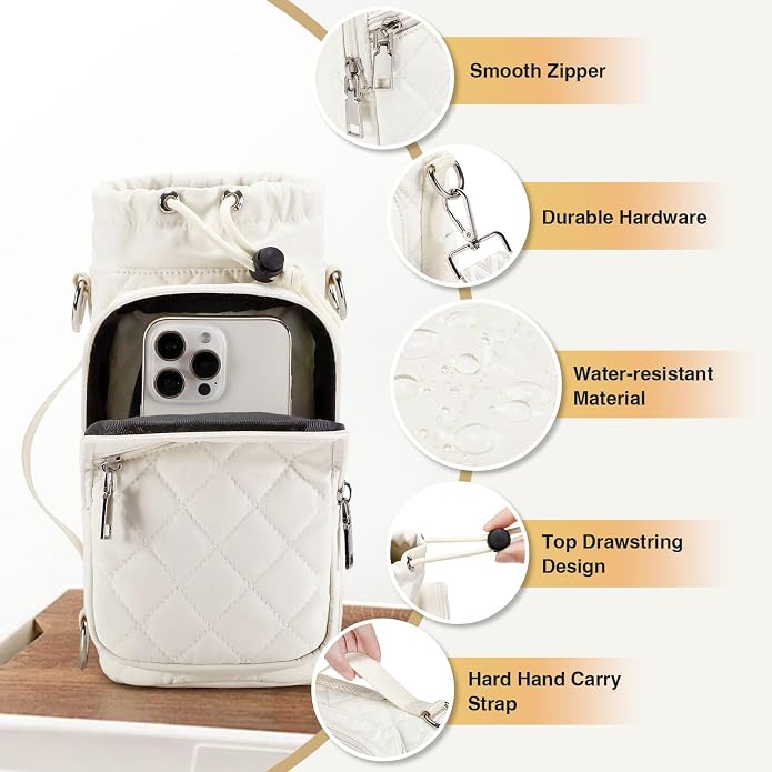 AGLOD Water Bottle Carrier Bag with Strap, Water Bottle Holder Crossbody Bags for Women Men for Walking, Hiking,Cycling