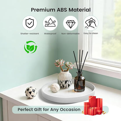 1 Pack 11" Bathroom and Vanity Tray, ABS Bathroom Counter Organizer, Coffee Table Decor for Perfume, Candles, Keys &More. Kitchen Countertop Organizer, Decorative Tray Soap Holder, White