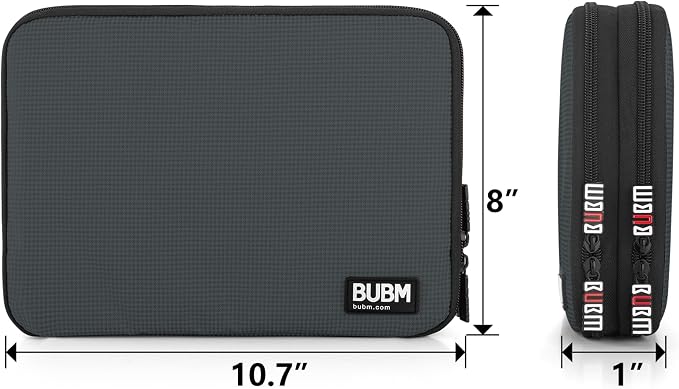 BUBM Double Layer Electronics Organizer, Travel Gadget Bag for Cables, Memory Cards, Flash Hard Drive and More, Fit for iPad or Tablet(up To 9.7")--Large, Gray | Travel Gadget Bag For Cables, Memory Cards, Flash Hard Drive and More, Fit For iPad or Tab...