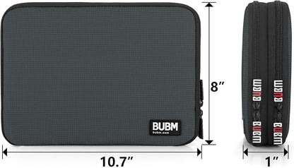 BUBM Double Layer Electronics Organizer, Travel Gadget Bag for Cables, Memory Cards, Flash Hard Drive and More, Fit for iPad or Tablet(up To 9.7")--Large, Gray | Travel Gadget Bag For Cables, Memory Cards, Flash Hard Drive and More, Fit For iPad or Tab...