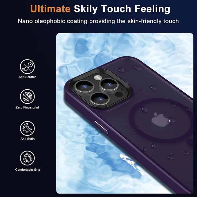 MOCCA Strong Magnetic for iPhone 13 Pro Max Case,[Compatible with Magsafe][Glass Screen Protector+Camera Lens Protector] Slim Thin Shockproof Cover Phone Case for iPhone 13 Pro Max 6.7", Deep Purple