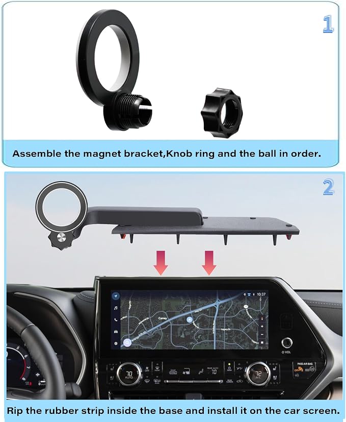 Car Phone Holder for 2020-2026 Toyota Highlander Accessories Compatible with MagSafe Cell Phone Mount 360° Rotation Does Not Affect Air Vent,Dashboard Original-Size Replacement Model