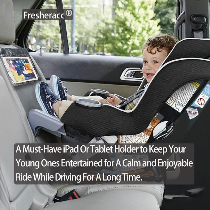 Car iPad Kindle Tablet Holder for Rear and Forward Facing Mirror, Car Mount Hanger Case for Vehicle Backseat Headrest Up to 10.5', Lightweight Washable and Portable (Grey)