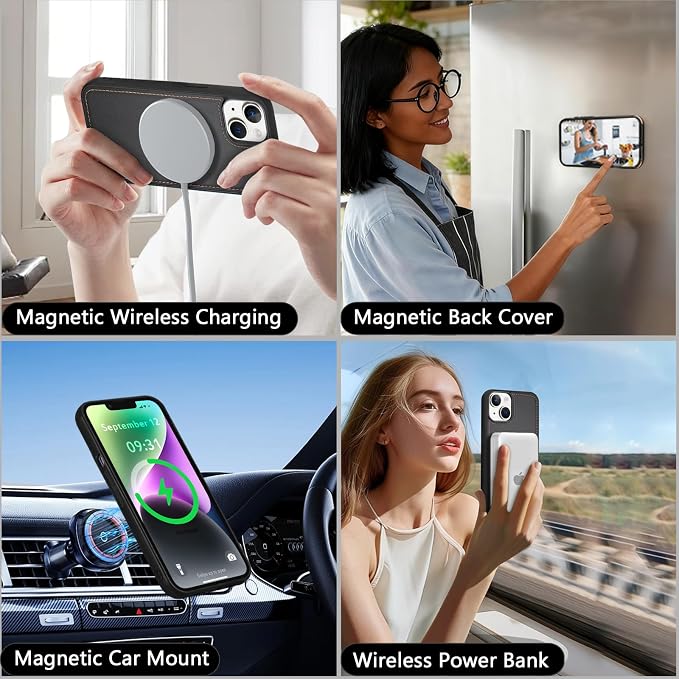 Wallet Case for iPhone 14 with Card Holder/Crossbody Wallet/Strap| RFID Blocking | Magnetic | Kickstand | Detachable | PU Leather Phone Case for iPhone 14,6.1 in,Black
