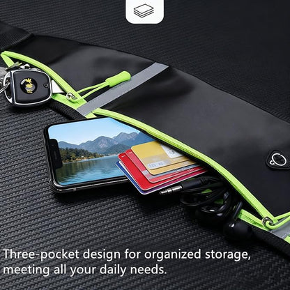 Beatac Slim Running Belt For Jogging, Hiking & Cycling Unisex Phone & Money Holder for Men & Women (Black)