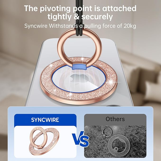 Syncwire Magnetic Phone Grip for MagSafe, Sparkle Ring Holder, Rotatable Kickstand Bling Ring Stand Removable MagSafe Accessories for iPhone 17 Pro Max 16 15 14 13, Android, Samsung etc.