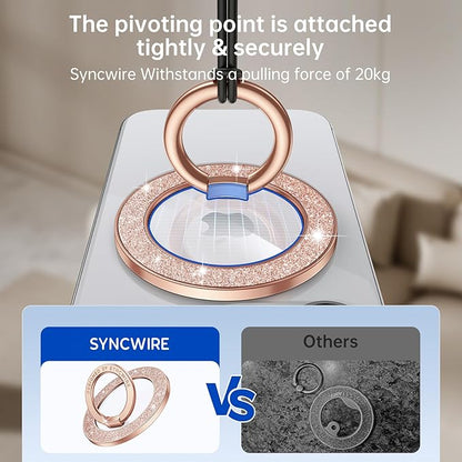 Syncwire Magnetic Phone Grip for MagSafe, Sparkle Ring Holder, Rotatable Kickstand Bling Ring Stand Removable MagSafe Accessories for iPhone 17 Pro Max 16 15 14 13, Android, Samsung etc.