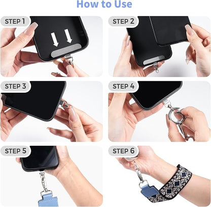 Tiostep Clip and Go Strap for Phone with Wallet Crossbody Phone Lanyard with Anti-Theft Zipper Pouch Detachable Quilted Wrist Wallet with RFID and ID Window for Daily Travel. Blue