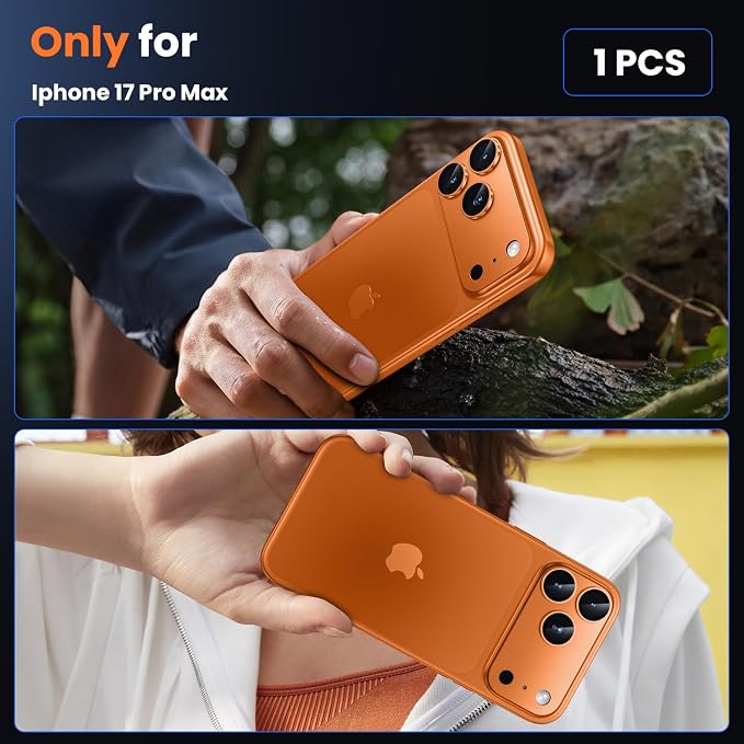 WSKEN for iPhone 17 Pro Max Camera Lens Protector - [Military Grade Shatterproof] [Strong Adhesion] Metal Aluminum Alloy Tempered Glass Camera Screen Protector, Orange Titanium