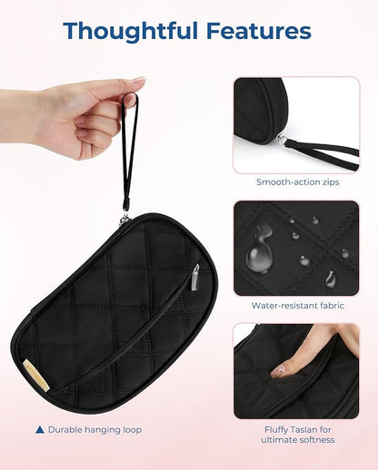BAGSMART Travel Cord Organizer Electronics Case, Puffer Cable Organizer Bag Travel Essentials for Women, Small Tech Organizer Travel Case for Charger, Cable, Phone, Flash Drive Black
