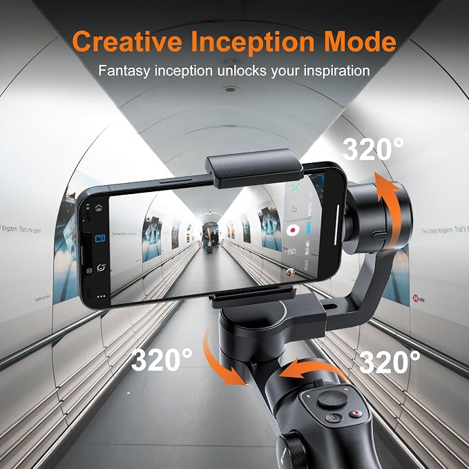 FUNSNAP Gimbal Stabilizer for iPhone, Phone Gimbal w/Focus Wheel Face Tracking for 16 15 Pro Max Android 3-Axis Phone Stabilizer for Video Recording Vlog