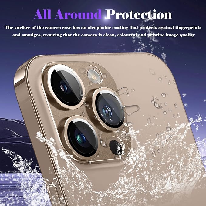 Camera Lens Protector for iPhone 16 Pro/iPhone 16 Pro Max Camera Lens Protector [Strong Adsorption] [Not Easy to Break] Metal Tempered Glass Rear Camera Screen Cover - Titanium Brown
